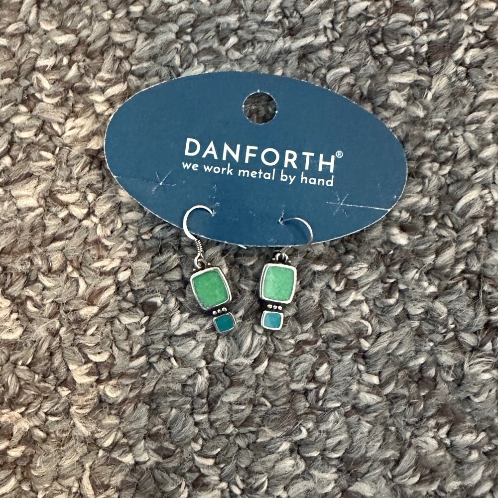 NWT Brand new Danforth Harmony Summer Wire Blue, Green & Silver Dangle Earrings
